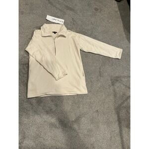 J.CREW Sweatshirt Womens Size L Cream Quarter Zip Pullover Cozy